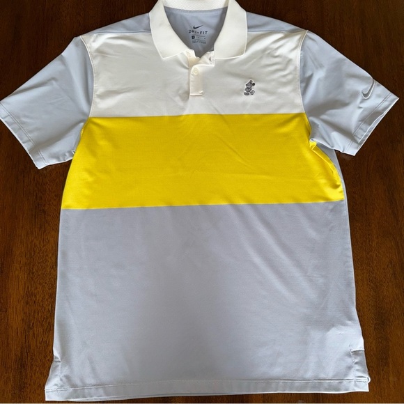 Nike Dri Fit Color Block Disney Mickey Mens Golf Polo Yellow Gray‎ Size Medium - Picture 1 of 8